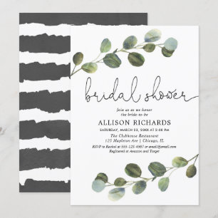 Invitation Eucalyptus aquarelle simple moderne douche nuptial