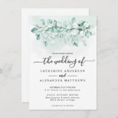 Invitation Eucalyptus Aquarelle Verdure Élégante Feuille mode (Devant / Derrière)