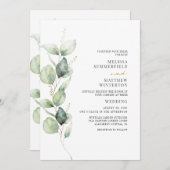 Invitation Eucalyptus Aquarelle Verdure Mariage botanique (Devant / Derrière)
