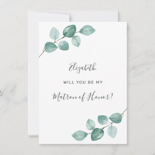 Invitation Eucalyptus Aquarelle Verdure Matron d'honneur