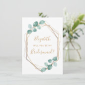 Invitation Eucalyptus Aquarelle Verdure Porte-mère Or (Debout devant)