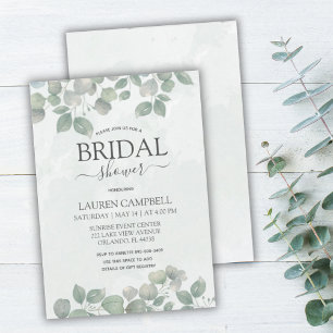 Invitation Eucalyptus aquarelle  Vert sauge LANCER DU BRIDAL