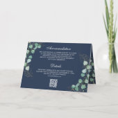 Invitation Eucalyptus Arch Photo Navy Blue QR Code Wedding (Dos)