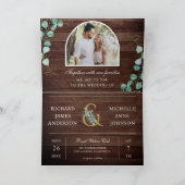 Invitation Eucalyptus Arche Photo Bois Rustique Code QR Maria (Intérieur)