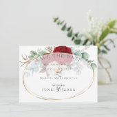 Invitation Eucalyptus aux pivoines rouges et blanches (Debout devant)