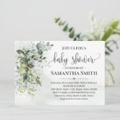 Invitation Eucalyptus baby shower d'aquarelle de poussière ve (Debout devant)