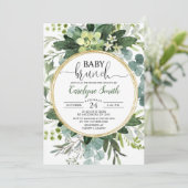 Invitation Eucalyptus Baby shower de Brunch neutre pour le ge (Debout devant)