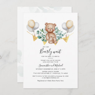Invitation Eucalyptus Baby shower d'ours botanique vert