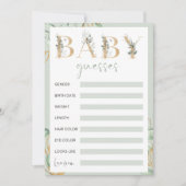 Invitation Eucalyptus baby shower jeu de devination (Devant)