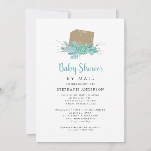 Invitation Eucalyptus Baby shower succulent par courrier (Devant)