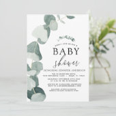 Invitation Eucalyptus baby shower verdoyant (Debout devant)