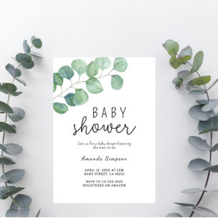 Invitation Eucalyptus baby shower verdoyant