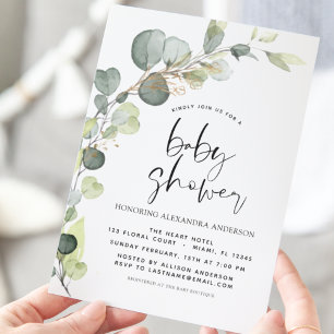 Invitation Eucalyptus baby shower verdoyant