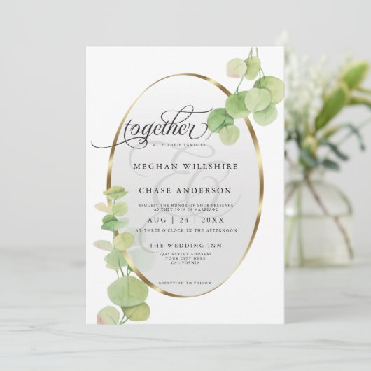 Invitation Eucalyptus BarefootBride™ Springtime moderne (Debout devant)