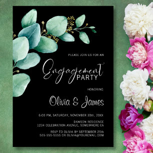 Invitation Eucalyptus Black Engagement Party