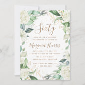 Invitation Eucalyptus Blanc Or Floral 60e Soixante Anniversai (Devant)