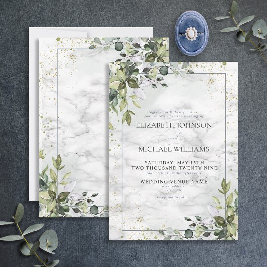 Invitation Eucalyptus Bleu Clair Vert Succulent Inv