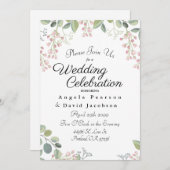 Invitation Eucalyptus bleu et vert olive (Devant / Derrière)