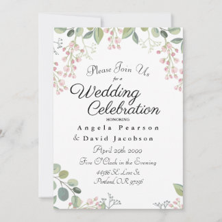 Invitation Eucalyptus bleu et vert olive