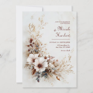 Invitation Eucalyptus Bleu Fumé Poppy Blanc Mariage