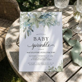Invitation Eucalyptus Bleu Moderne Saupoudrer Bébé