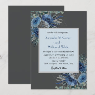 Invitation Eucalyptus bleu rustique