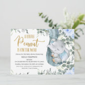 Invitation Eucalyptus Blue Floral Petit Baby shower d'arachid (Debout devant)