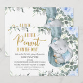 Invitation Eucalyptus Blue Floral Petit Baby shower d'arachid (Devant / Derrière)