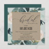INVITATION EUCALYPTUS BLUSH ROSE GRAS FÊTE DES MARIÉES KRAFT (Devant / Derrière)