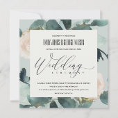 INVITATION EUCALYPTUS BLUSH ROSE GRAS KRAFT FOLIAGE MARIAGE (Devant)