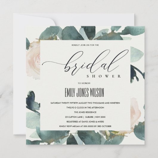 INVITATION EUCALYPTUS BLUSH ROSE SOFT KRAFT FÊTE DES MARIÉES (Devant)