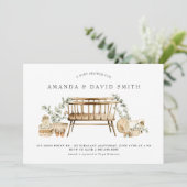 Invitation Eucalyptus Bohemian Baby shower Sage Green (Debout devant)