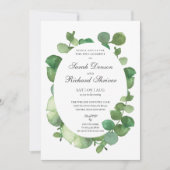 Invitation Eucalyptus Boho Green Energy Floral Engagement Par (Devant)