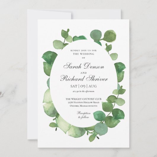 Invitation Eucalyptus Boho Mariage floral (Devant)