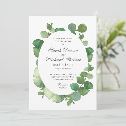 Invitation Eucalyptus Boho Mariage floral (Debout devant)