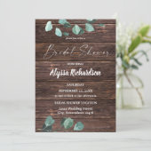 Invitation Eucalyptus & Bois Fête des mariées verte (Debout devant)