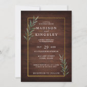 Invitation Eucalyptus Bois Rectangle de mur Mariage moderne (Devant)