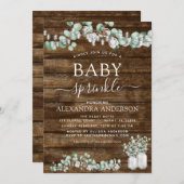 Invitation Eucalyptus Bois Rustique Bébé Éclairage Jar (Devant / Derrière)