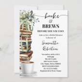 Invitation Eucalyptus Books & Brews Coffee Bridal Shower (Devant)