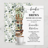 Invitation Eucalyptus Books & Brews Coffee Bridal Shower (Devant / Derrière)