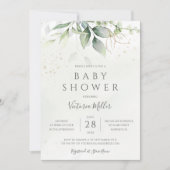 Invitation Eucalyptus Botanical Gold Baby shower moderne (Devant)