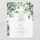 Invitation Eucalyptus Botanical Greenery 2e anniversaire (Devant / Derrière)