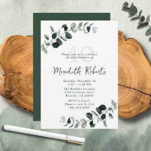 Invitation Eucalyptus Botanical Greenery 40e anniversaire