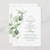 Invitation Eucalyptus Botanical Greenery Mariage Script (Devant / Derrière)