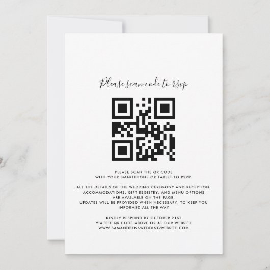 Invitation Eucalyptus Botanical QR Code Mariage minimal (Dos)