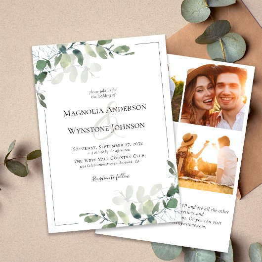 Invitation Eucalyptus Botanics QR Code Mariage photo