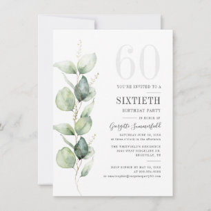 Invitation Eucalyptus botanique 60e anniversaire fête de verd