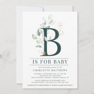 Invitation Eucalyptus Botanique Aquarelle Baby shower photo