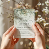 Invitation Eucalyptus Botanique Aquarelle Baby shower vert