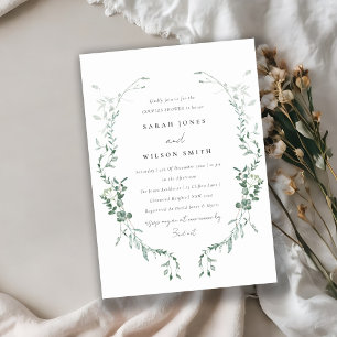 Invitation Eucalyptus Botanique Aquarelle Couples Douche